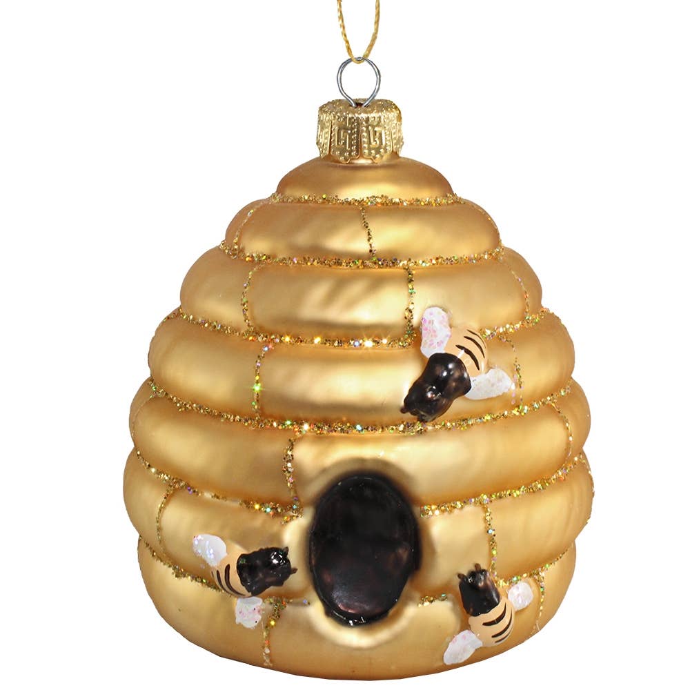 MTC103 - Bee Hive Glass Ornament 1dz