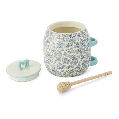 26oz Printed Ceramic Honey Pot - Ditzy Blue Floral