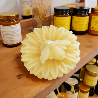BEESWAX CANDLE: SUNFLOWER WITH RESTING BEE