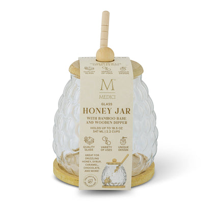 18.5oz Bubble Honey Jar w/ Bamboo Base & Wood Dipper