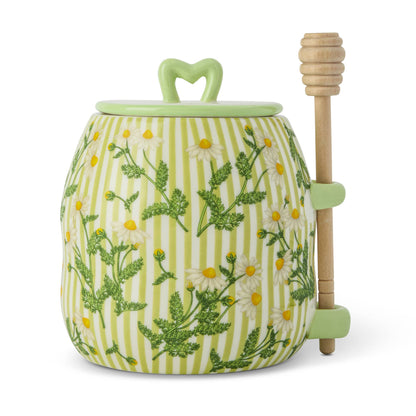 26oz Printed Ceramic Honey Pot - Chamomile Stripe