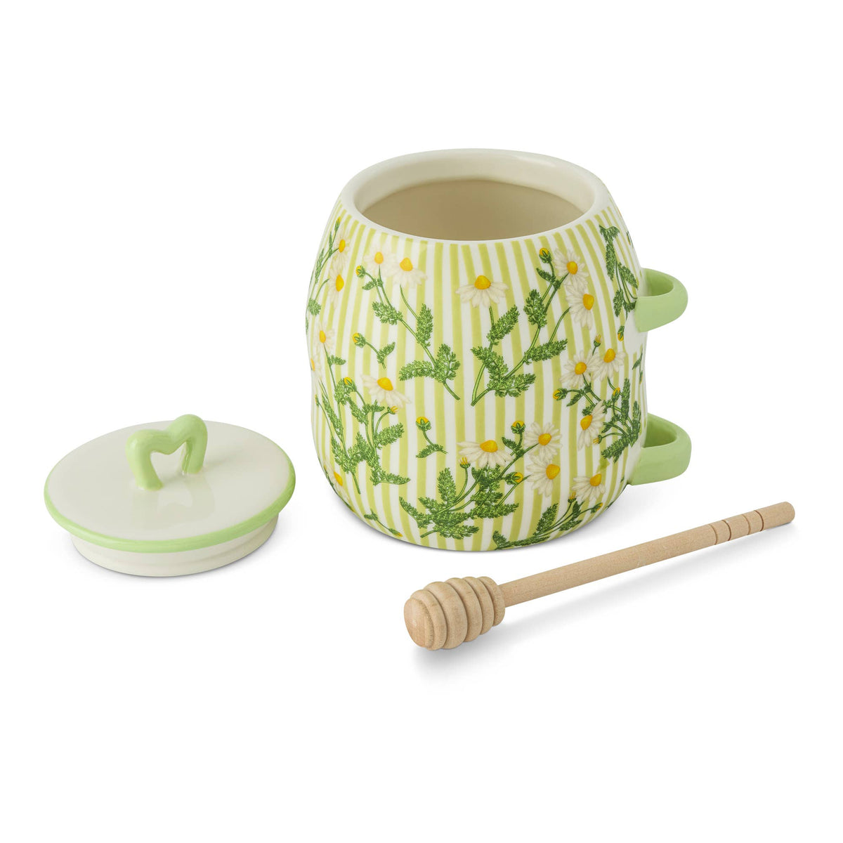 26oz Printed Ceramic Honey Pot - Chamomile Stripe
