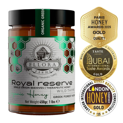 Organic Greek Raw Honey, Royal Reserve, Wild Thyme, 450g